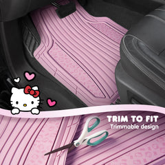 Universal trim-to-fit Carbella Hello Kitty car mats for cars, trucks, and SUVs.