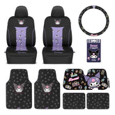 Carbella Kuromi front-seat covers, protecting seats with stylish black and purple design.