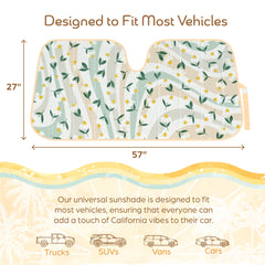 Carbella Sage Floral sun shade accordion setup demonstrates simple windshield mounting.