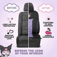 Carbella universal-fit seat cover being installed for quick tool-free setup.