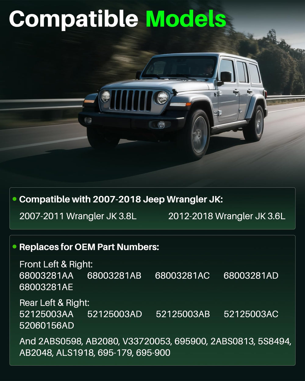 Carbhub front right abs sensor for Wrangler JK ensures stable braking signals