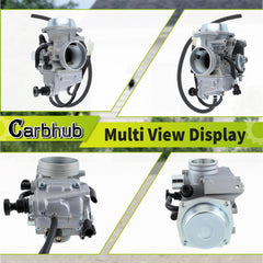 Carbhub carburetor dimensions show intake and air filter compatibility