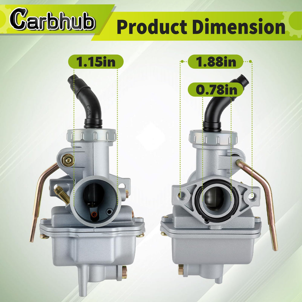 Carbhub PZ20 carburetor side angle highlighting compact fit