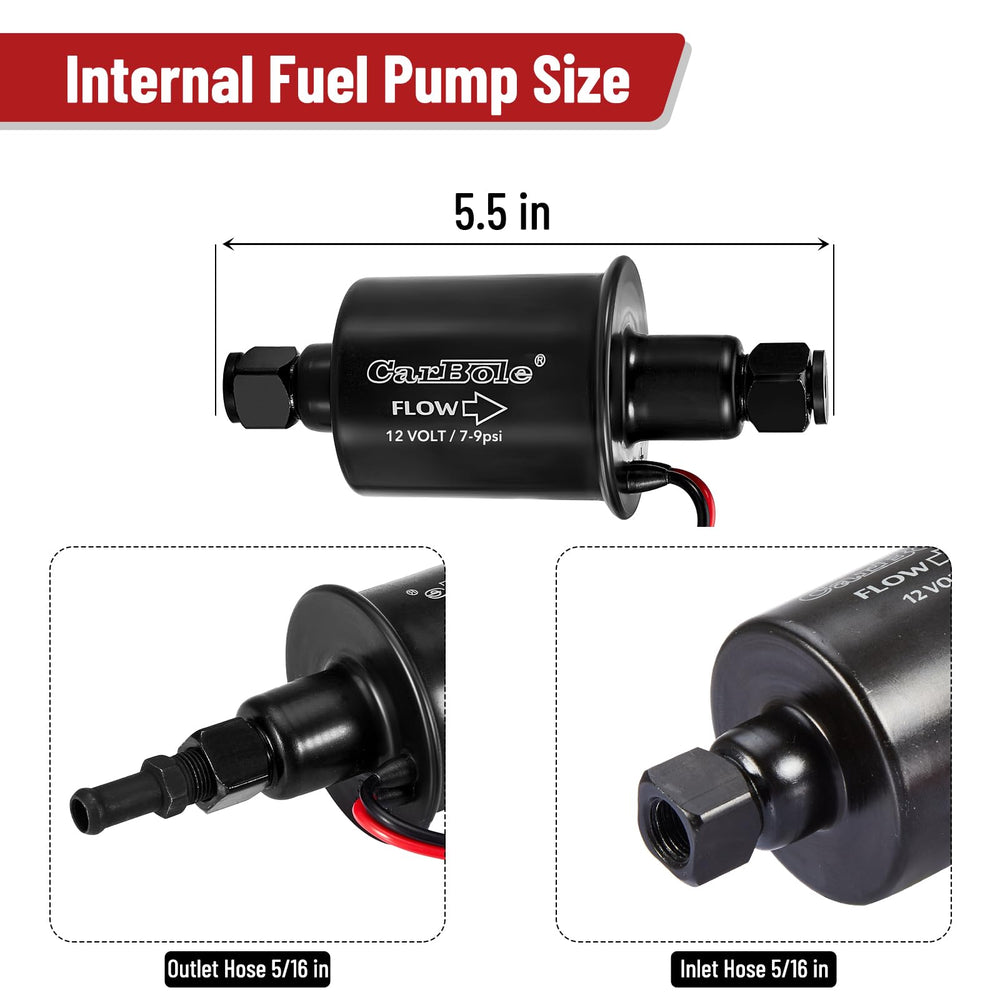 CarBole 12V pump compatible with cars, trucks, boats and generators.