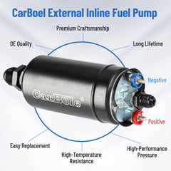 CarBole 12V inline pump with 10AN and 6AN ports for flexible setup