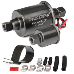 CarBole 12V universal fuel pump front view, reliable fuel transfer for gasoline and diesel