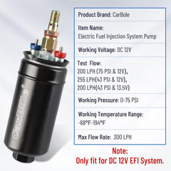 CarBole pump compatible with diesel and gasoline EFI systems