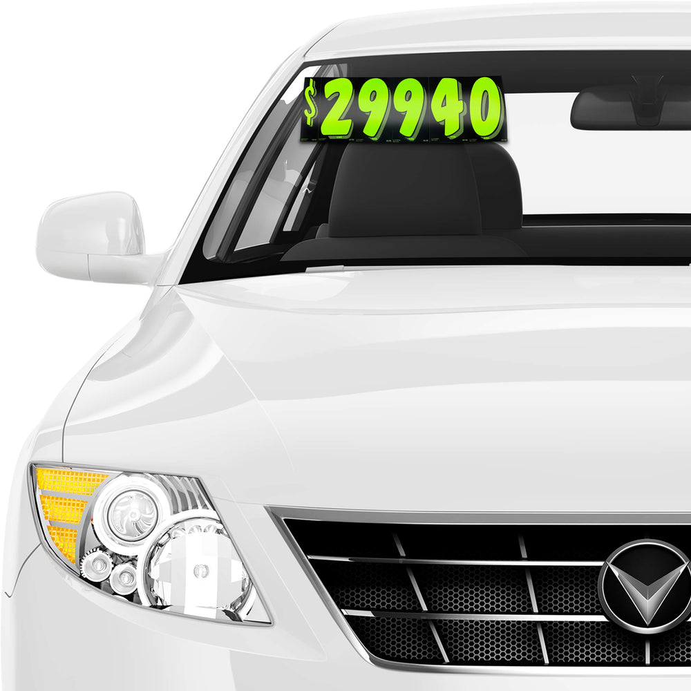 CarBowz chartreuse numbers on cars create bold, legible displays.