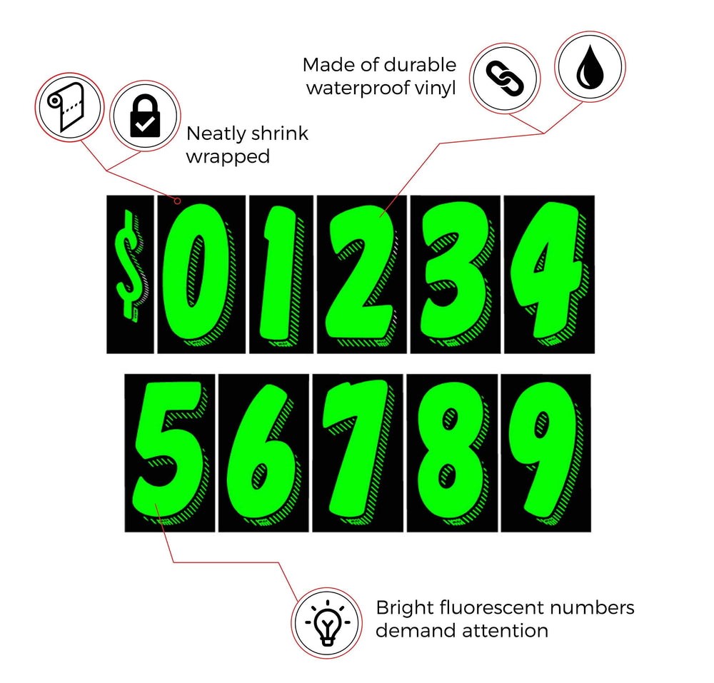 CarBowz EZ Line chartreuse windshield stickers, ready for fast dealership branding.