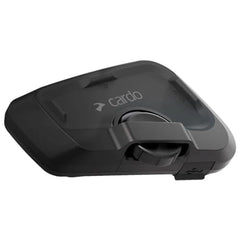 Cardo Freecom 2X microphone close-up showing noise-canceling mic.
