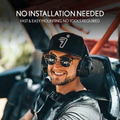 Cardo Packtalk Edgephone ORV 1 mile range supports long-distance rider conversations.