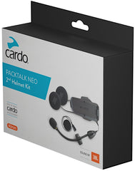 Cardo Packtalk Neo JBL second helmet kit in black delivers immersive ride audio for compatible helmets.