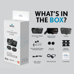 Cardo Packtalk Outdoor provides up to 10 hours of talk time for long rides.