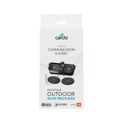 Cardo Packtalk Outdoor mounted on helmet for hands-free communication.