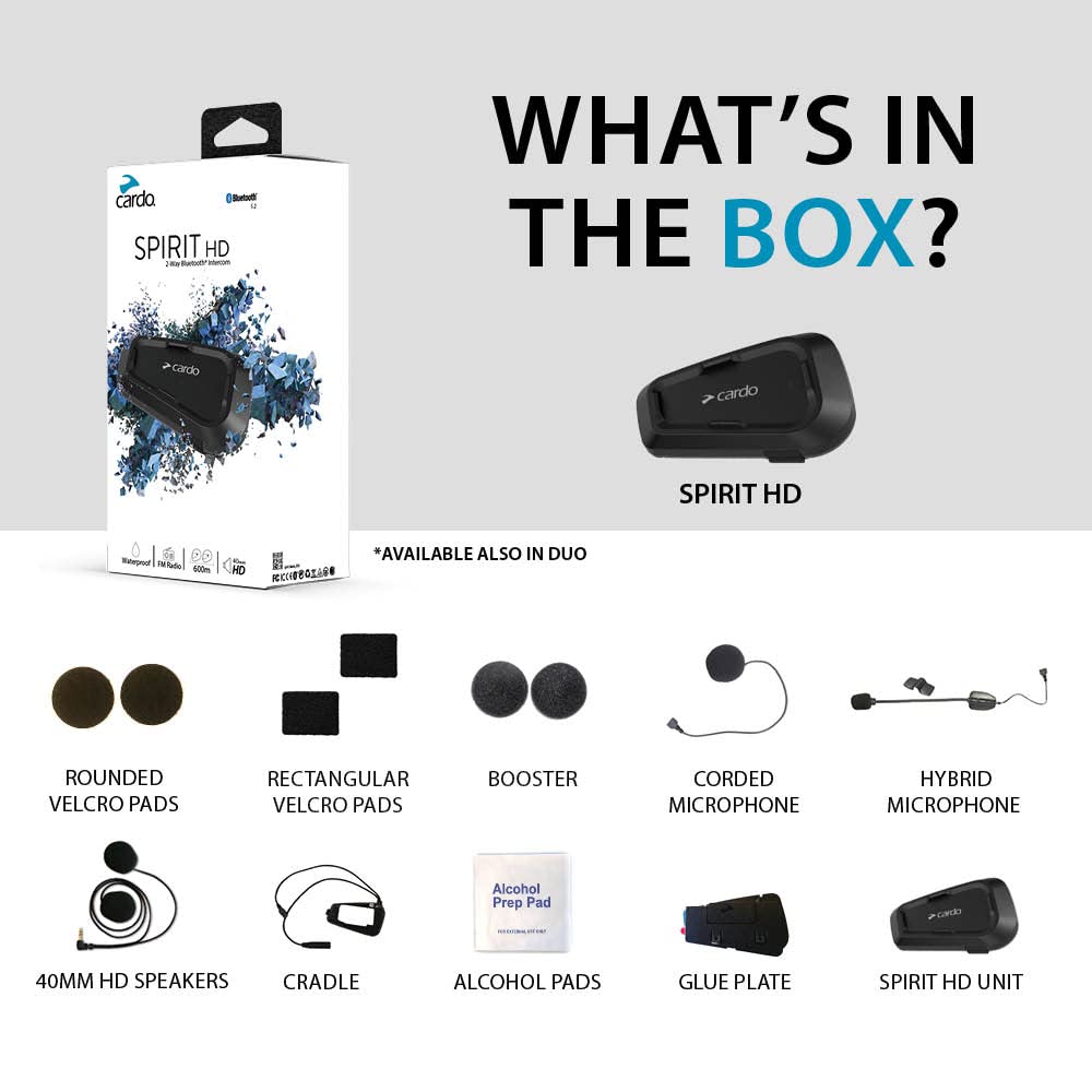 Cardo Spirit HD 2-riders communication for clear, shared navigation and music on open roads