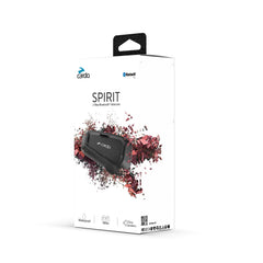 Cardo Spirit headset with universal Bluetooth connectivity in the package.