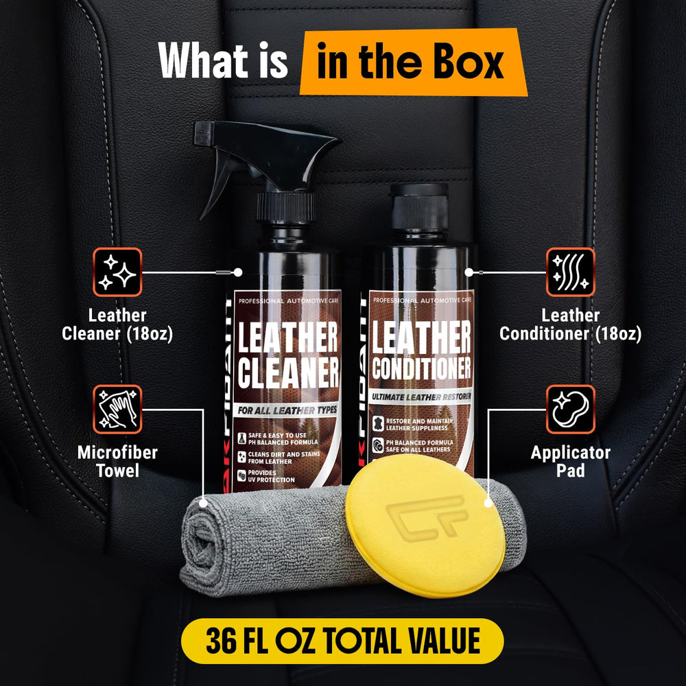 Carfidant leather conditioner application delivers deep hydration for softer, more supple leather.