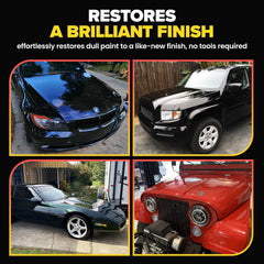 Carfidant paint gloss restoration demonstrates deeper shine after use.