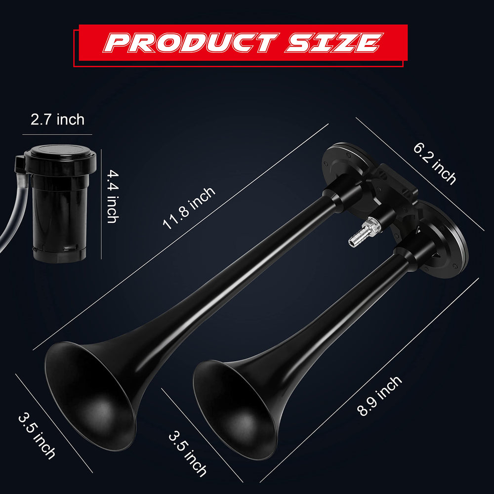 Carfka air horn kit compressor image, powerful 12V unit for louder warnings
