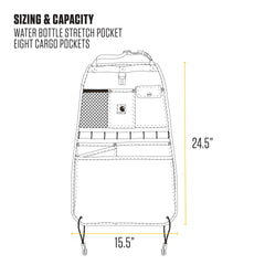 Carhartt seat back organizer hat hook keeps headwear accessible.