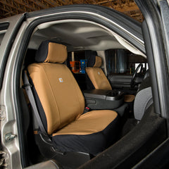 Carhartt seat cover protects entire front to back interior from dirt and wear.