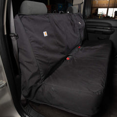 Carhartt bench seat cover headrest-access design keeps built-in features reachable.