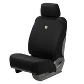 Carhartt universal seat cover front view showing rugged fit and protection.