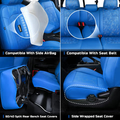 Carlimeki Tacoma Gen3 seat cover safety image shows airbag compatibility.