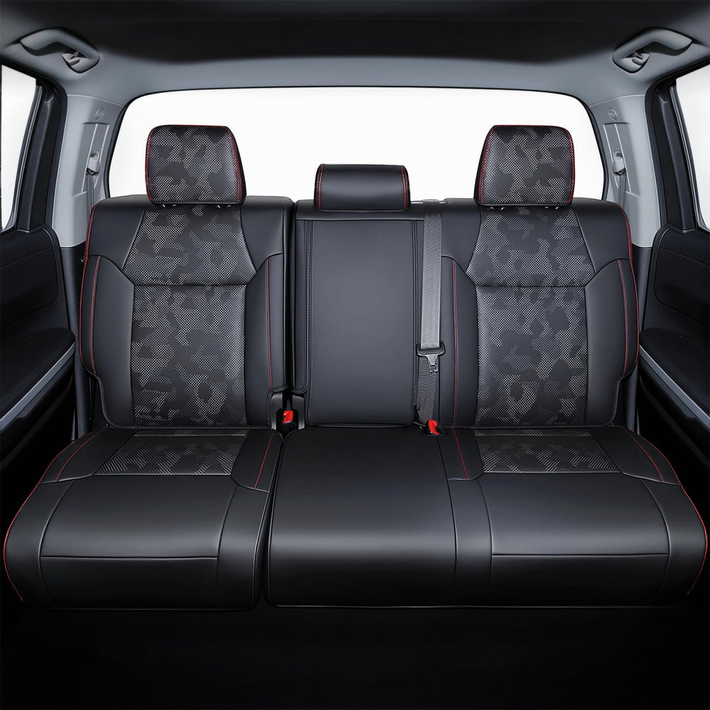 Carlimeki Tundra seat covers close-up showing custom-fit design for 2014-2021.
