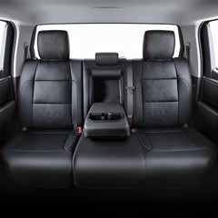 Detail shot of Carlimeki seat cover stitching demonstrating durable craftsmanship