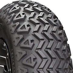 Carlisle All Trail II tread close-up showing deep blocks for dirt traction.