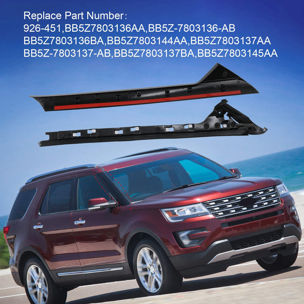 CARMOCAR Ford Explorer 2011-2019 outer A-pillar trim, precise fit.