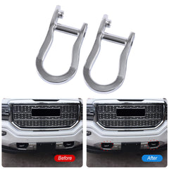 CARMOCAR front bumper tow hook assembly with chrome accents