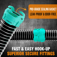 CARMTEK RV sewer hose kit clear elbow shows drainage progress