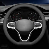 Carodi Nappa leather steering wheel cover on a D-shaped wheel for premium grip