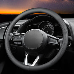 Carodi steering wheel cover with breathable perforated sides for airflow