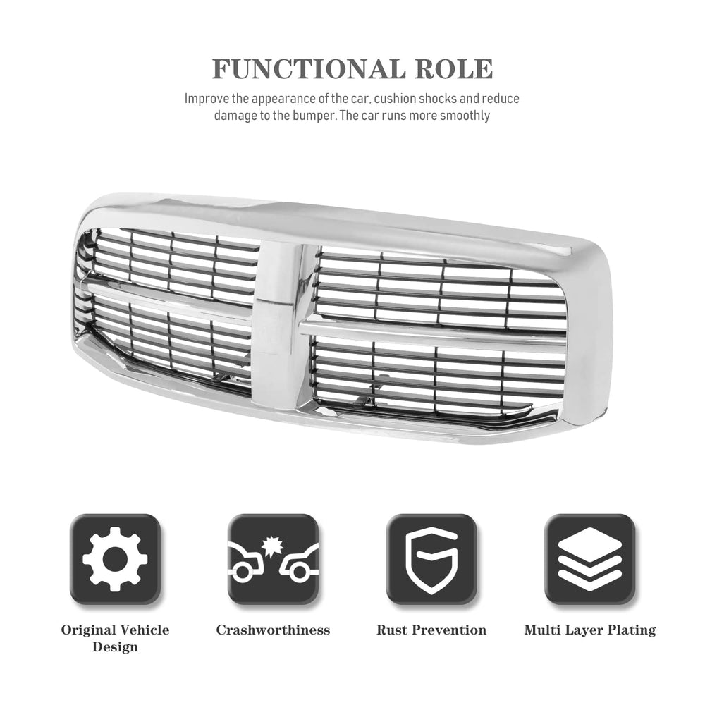 CarPartsDepot chrome black insert front grille enhances truck aesthetics