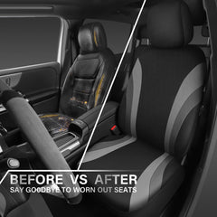 CAR PASS headrest covers complete the two-tone look.