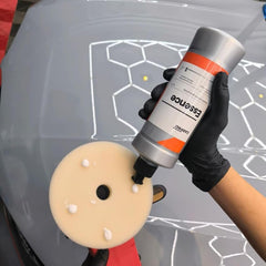 CARPRO Essence swirl-removal close-up reveals corrected defects and smoother reflections
