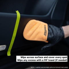 CARPRO PERL tire dressing application showing subtle sheen and protection