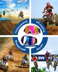 Carsories ATV goggles adjustable strap adapts to various head sizes for a secure fit.