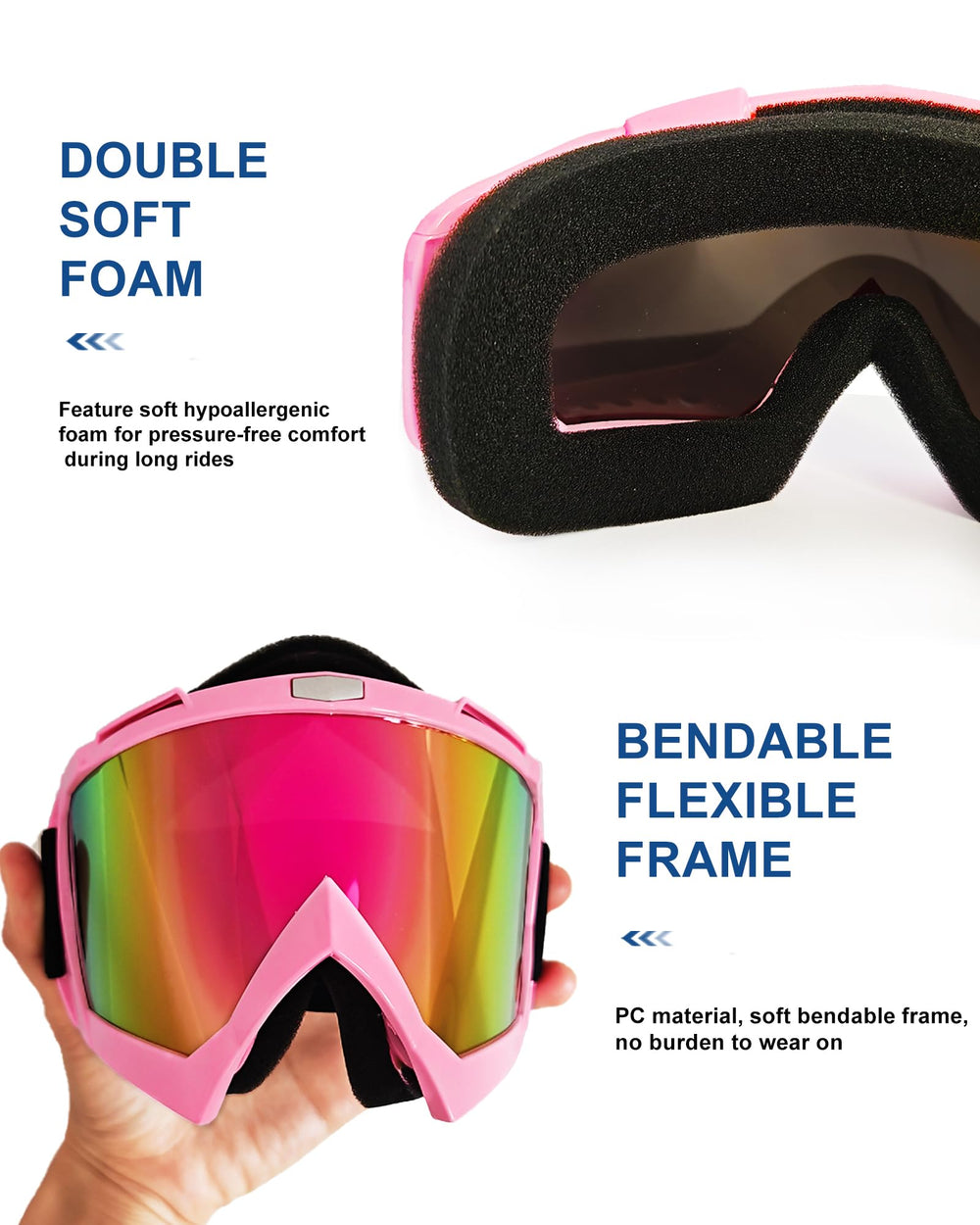 Carsories ATV goggles secure-fit strap with non-slip silicone to stay in place.