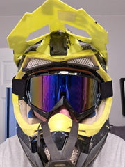 Carsories dirt bike goggles worn on face showing comfortable seal