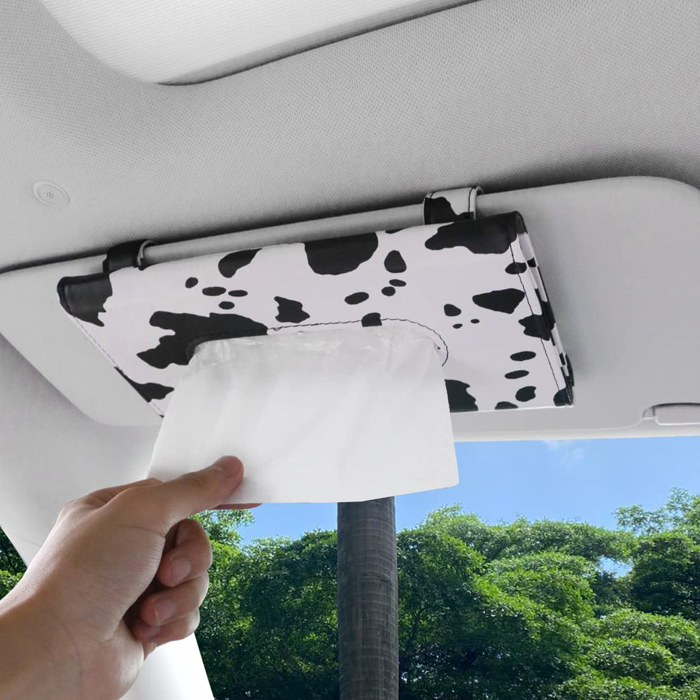 Carstuus premium leather tissue dispenser adds upscale feel to car interior.