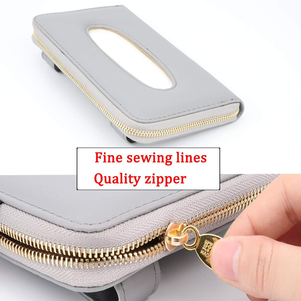 Carstuus tissue-case clip-back keeps the holder secure on visor or backseat.