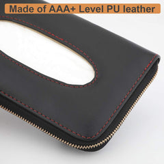 Cartisen PU leather tissue holder clip delivers stylish organization on the road.