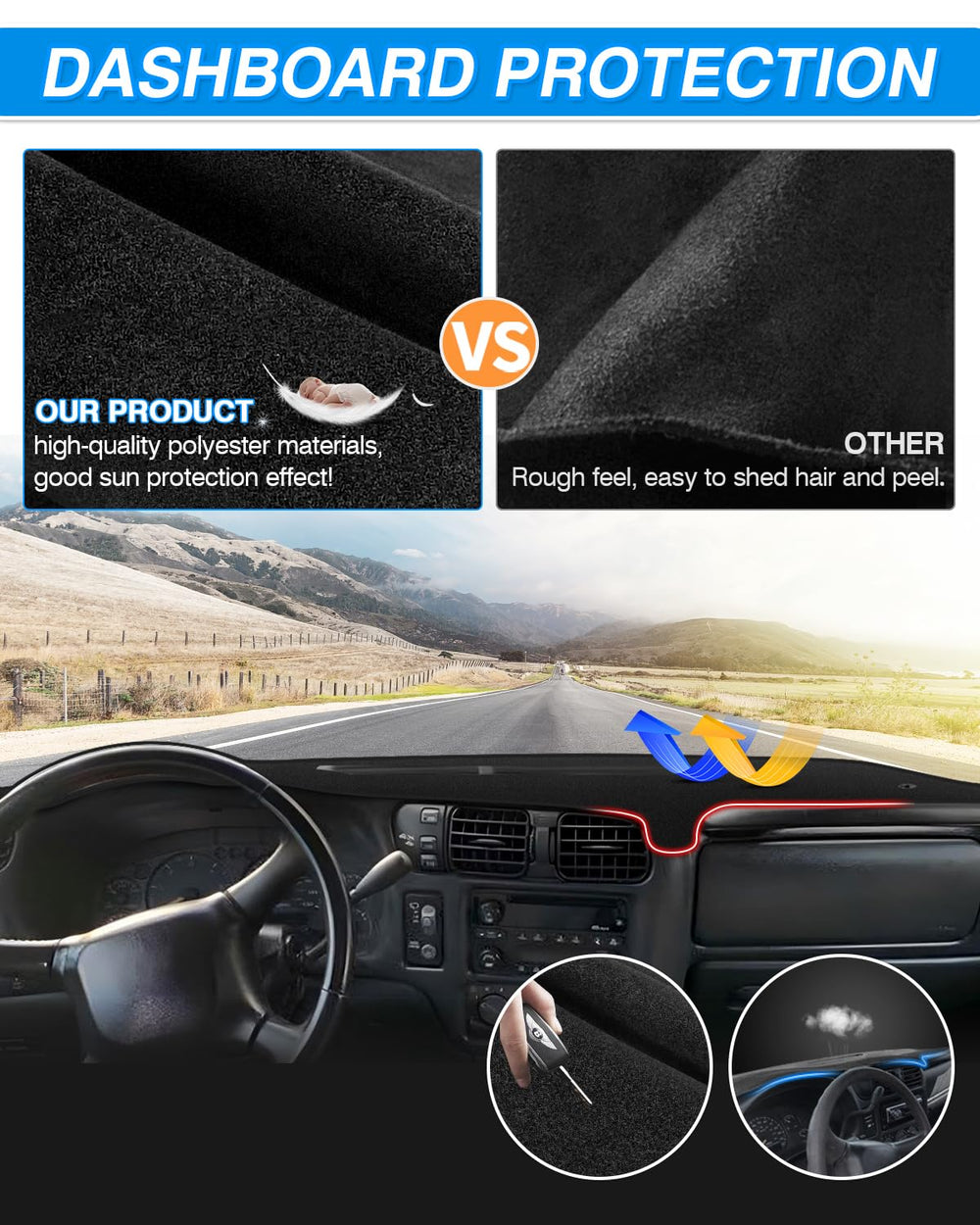 CARTIST UV-shield dash mat protecting dashboard from heat and sun