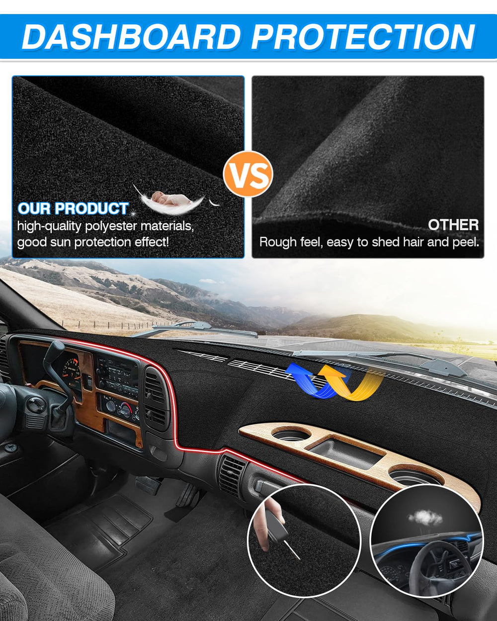 CARTIST dash cover installs easily on the dash with optional stickers.