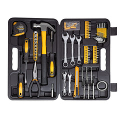 Cartman 148-piece tool kit in yellow case for organized home repairs