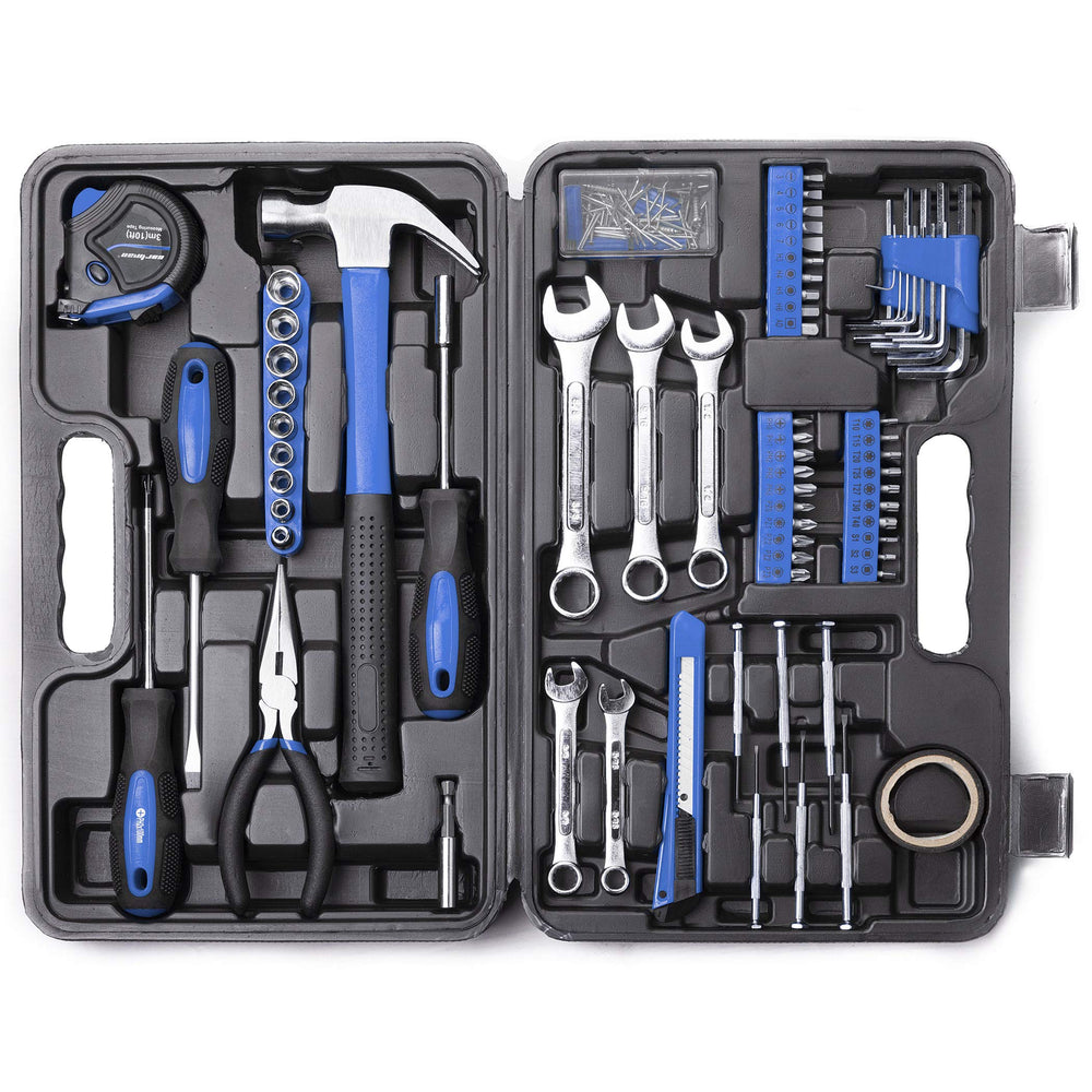 CARTMAN 148-piece tool kit in blue case for versatile home repairs.